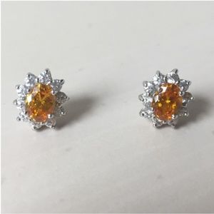 White Gold and Citrine Earrings